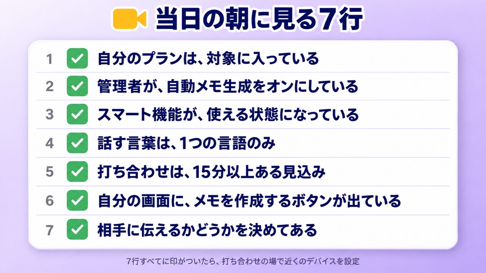 当日の朝に見る7行